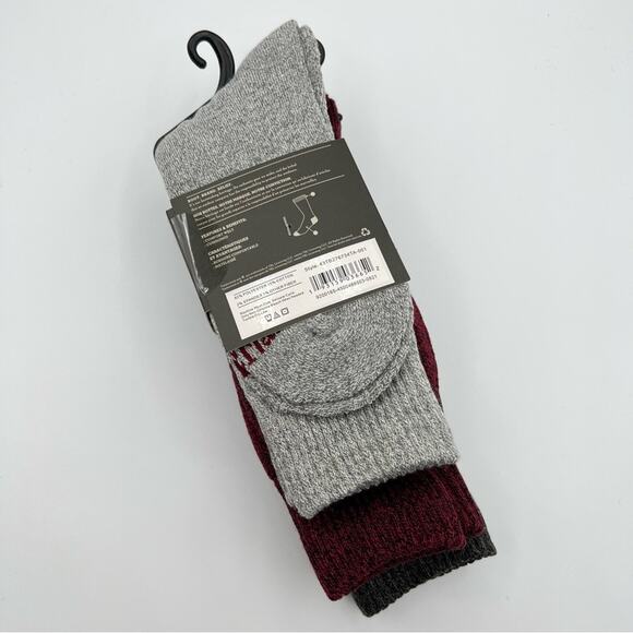 Timberland Cushioned Boot 3 Pairs Socks Grey Red Women’s One Size - Picture 5 of 6